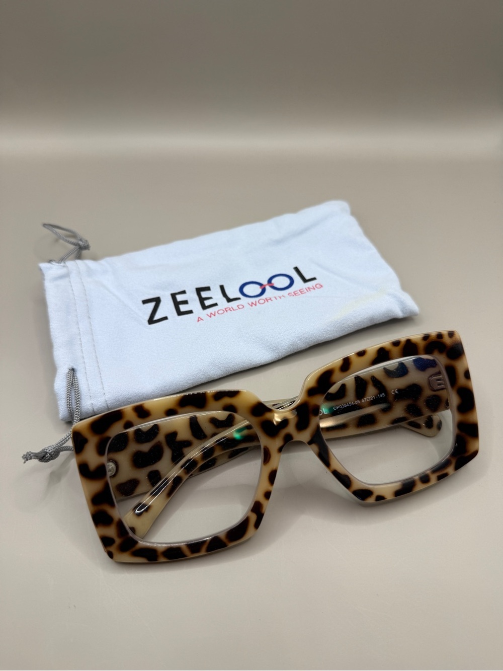 ZEELool Leopard Print Square glasses - Tortoiseshell, No prescription